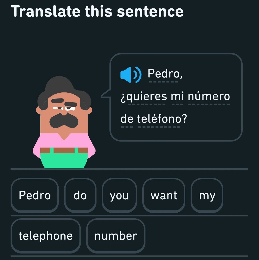 Calembel's tweet photo. Learning essential Spanish phrases on @duolingo 😉 #PedroPascal https://t.co/pQfY9kdAOW