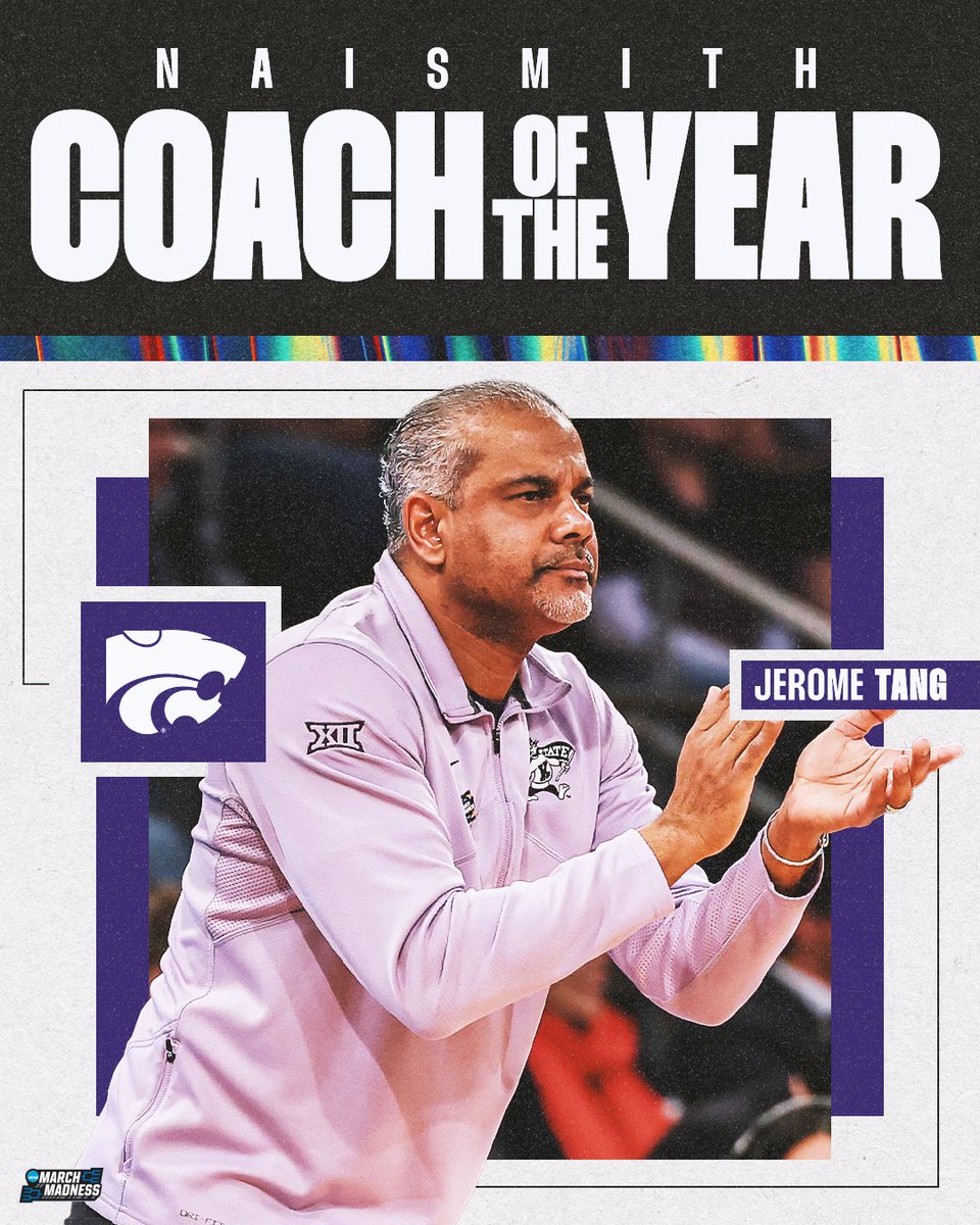NCAA March Madness (@marchmadnessmbb) on Twitter photo Congratulations to Jerome Tang on being named Naismith Coach of the Year 👏 <a href="/NaismithTrophy/">Naismith Awards</a> Congratulations to Jerome Tang on being named Naismith Coach of the Year 👏 <a href="/NaismithTrophy/">Naismith Awards</a>