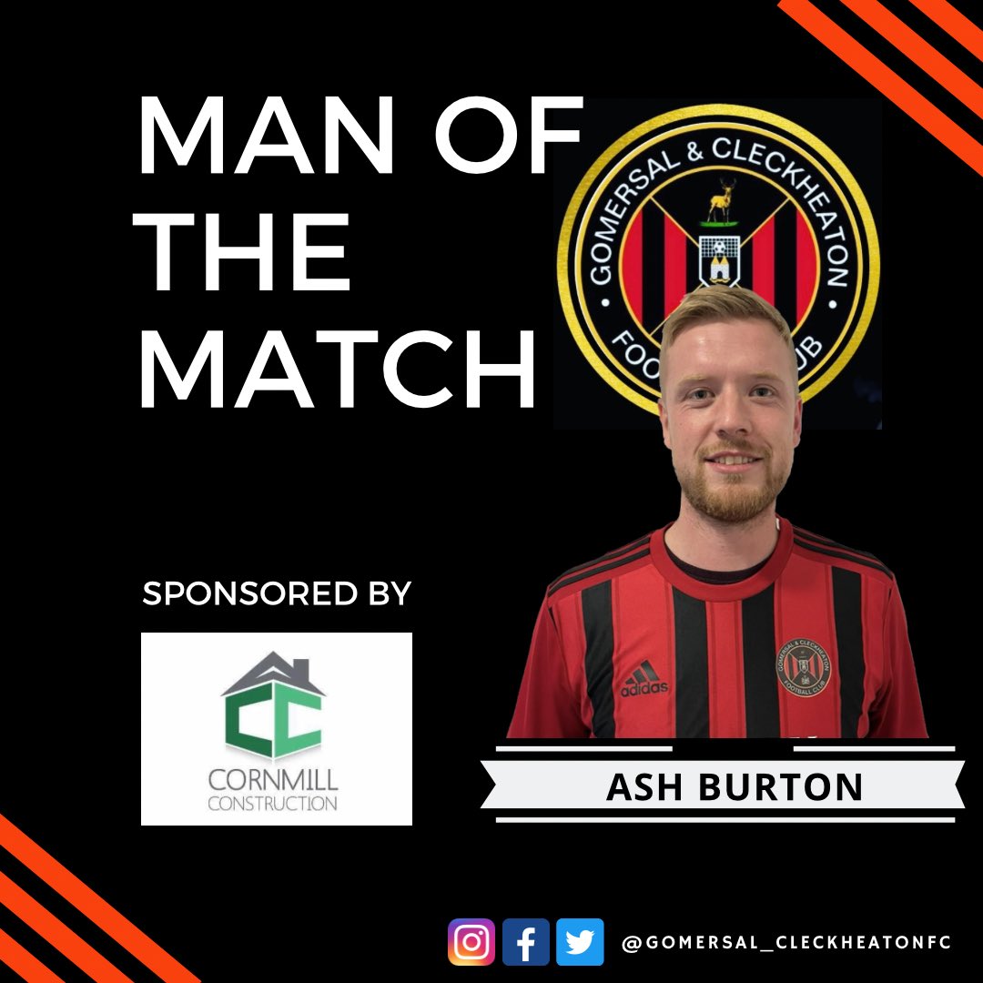 GomersalCleckFC's tweet photo. MAN OF THE MATCH

@ashburton91 and Jonjo Haley could not be separated in the votes after yesterdays brilliant 6-0 against Knaresborough. Both players were superb and gave 110% throughout the whole game https://t.co/Popuc6C7CG