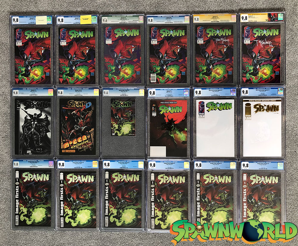 SpawnWorld's tweet photo. Here's the family photo for all (US) Spawn #1 versions (plus an error and some signed books)! All are 9.8 except the error and the pesky mini comic.
#Spawn #Spawncomics #SpawnWorld #McFarlane #ToddMcFarlane #Image #Imagecomics #CGC #gradedcomics https://t.co/39UEhIlf51