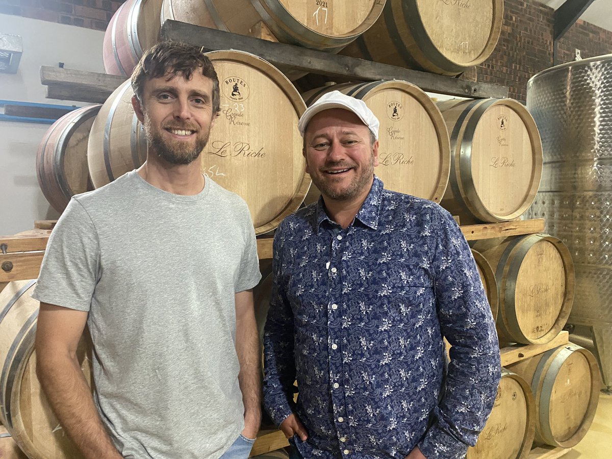 danlikeswine's tweet photo. And that’s a wrap of #epicwineroute for 2023. The wine room at #TheLordCharles, punchdowns at @leRicheWines with @ChristoleRiche, and a very special afternoon with Zimbabwean Maarten van Beuningen and his #Miravel wines. Perfect end to a wonderful wander through the Winelands. https://t.co/9Cc9T8aHqh
