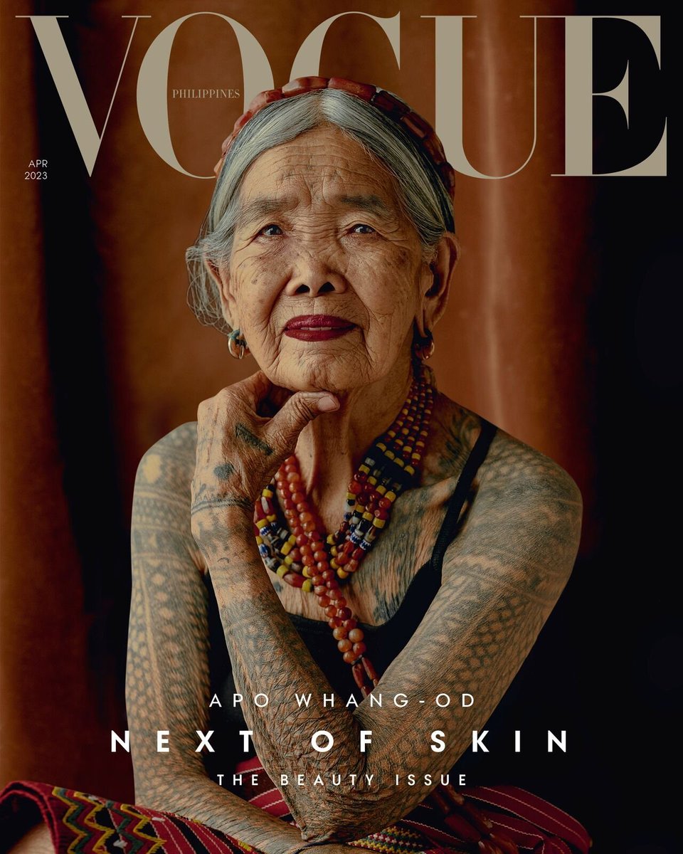 Radical beauty. The oldest tattoo artist in the world is from the Cordillera mountains of the Philippines. 106 year old (yes 106!) Apo Whang-Od has been practicing the traditional art form since she was 16. She makes the ink herself uses thorns and bamboo to tap deep into the