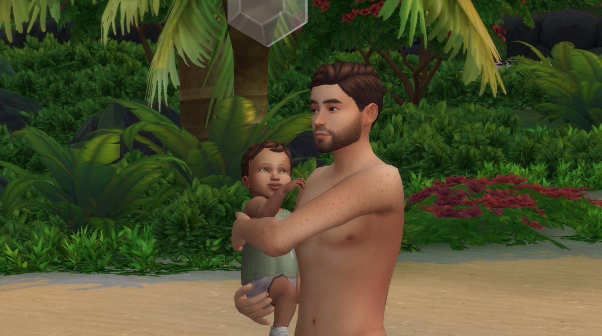 simfawkes's tweet photo. I took them for a beach day, and I got Joe a dog and they are best friends already #TheSims4 #TheSims4GrowingTogether https://t.co/HAHjjW3PcC