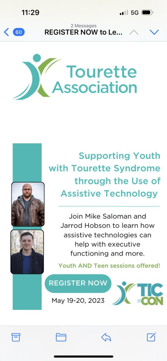 MikeSalomon17's tweet photo. When you open up your email in the morning and see an ad for your presentation at #TicCon. Excited to be presenting at a conference with @Hobteachson once again!!
Looking forward to helping others with #tourettes learn about #AssistiveTechnology!
@TouretteAssn https://t.co/h2SxEq69au