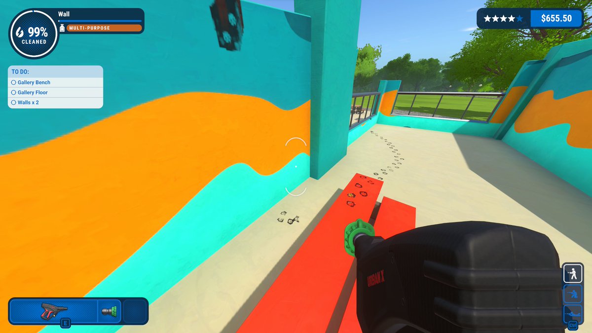 CuNiTv's tweet photo. @PowerWashSim Hey guys, I think the game has a bug. Finished Skater park down to 99%, and it tries to convince me that I need to clean those paw-marks.

We all know that surely must be a bug, right? No game would force me to wash away this concentrated muddy cuteness! https://t.co/sF7OkSc97z