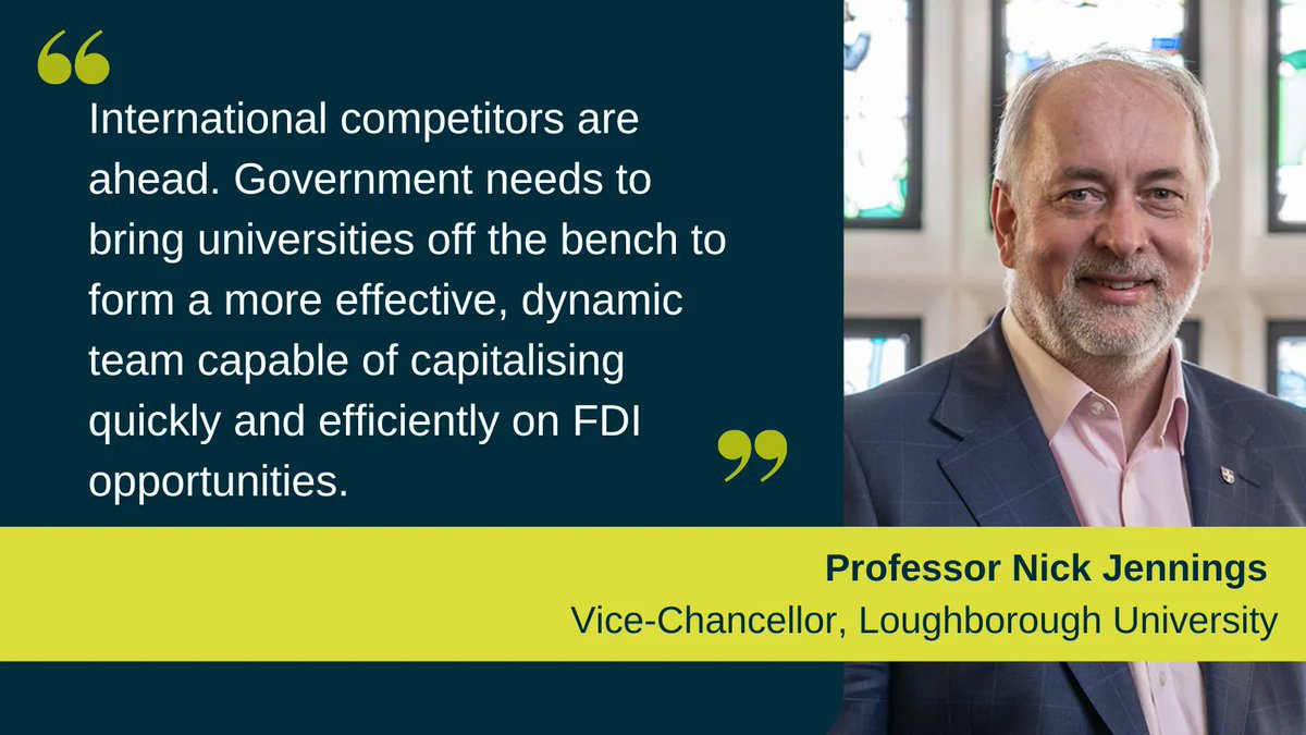 How can the UK better compete with other countries to secure Foreign Direct Investment into regional R&amp;D? 

Read Prof Nick Jennings (<a href="/LBoroVC/">Prof Nick Jennings</a>) blog on the ''prefect example of the approach we must adopt if the UK and universities, are to secure FDI': buff.ly/3zlUrmx