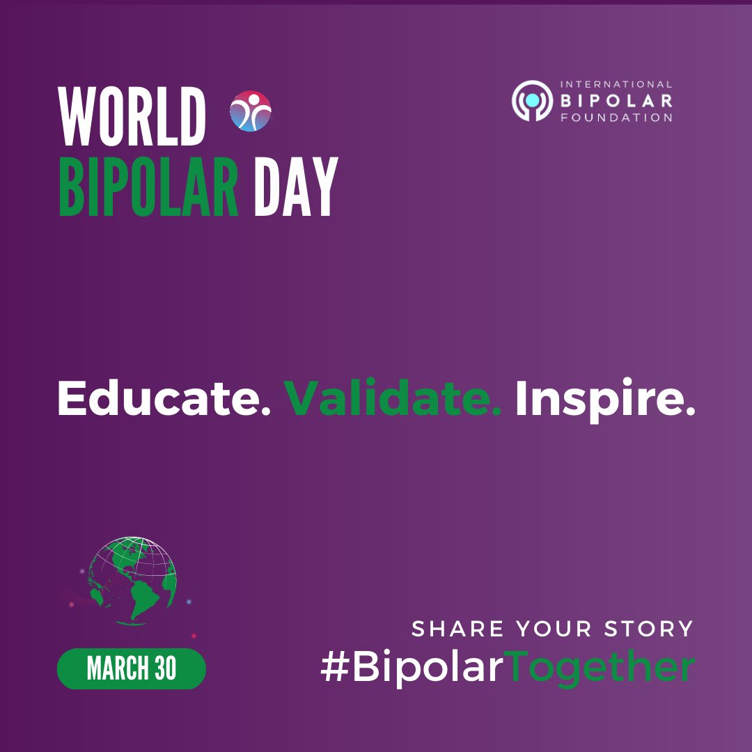 I have Bipolar & 31st March was #WorldBipolarDay. The theme was #BipolarTogether. It takes a village to help me stay well- my mother, brother, husband, friends, medication, therapists & most importantly, myself. I struggle, but I'm not alone. And neither are you. #BipolarTogether