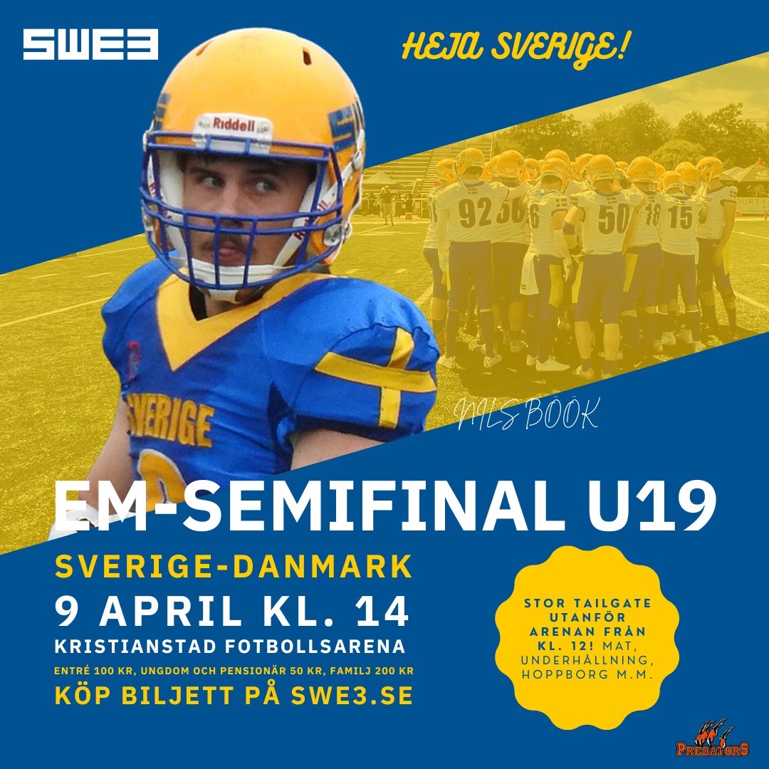 swe3se's tweet photo. Starkast tillsammans! Biljetter och mer info på https://t.co/0Mh5bXYA1J #SWE3 #amerikanskfotboll #HejaSverige https://t.co/cUwyiBZ73c