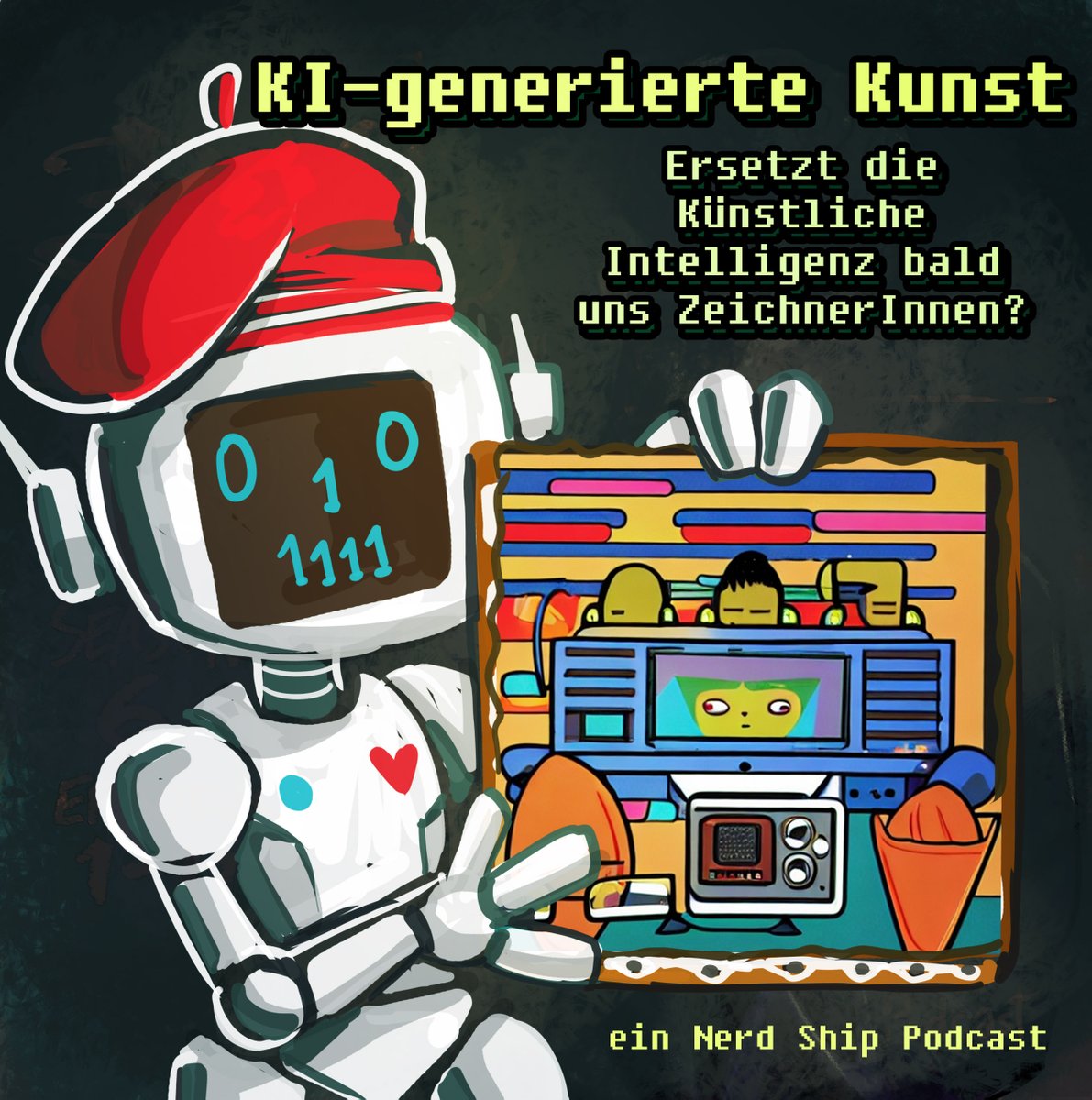 Die Nerd Ship Podcast-KollegInnen und ich sind in letzter Zeit sehr oft zu unserer Meinung zum Thema KI-generierte Kunst gefragt wurden.
Wir ham's in 'ne Folge vom Podcast reingechatbottet: open.spotify.com/episode/7hyDzm…

Soviel sei verraten: Ich seh meinen Job noch nicht gefährdet.🤖