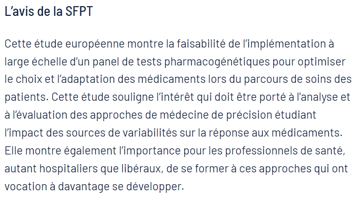 SFPT_fr's tweet image. Nouveau #pharmacofact , à partir des résultats de l'étude PREPARE parue dans @TheLancet : F011 Intérêt de la pharmacogénétique dans la prévention de la iatrogénie médicamenteuse  sfpt-fr.org/pharmacofact-b…