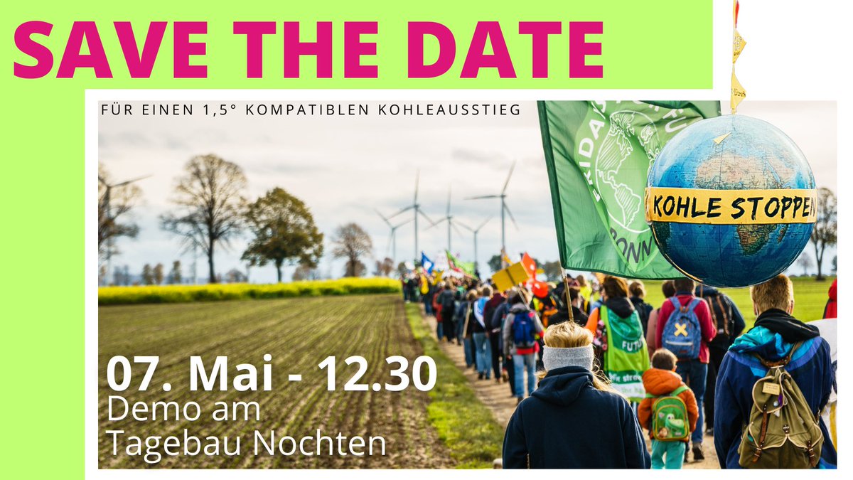 Niemand sollte seine Heimat verlieren müssen, um einen Arbeitsplatz zu behalten.

Wir demonstrieren:
Für einen 1,5°C kompatiblen Kohleausstieg
Für eine sozial-ökologischen Strukturwandel
Damit #AlleDörferBleiben

🗓️ 07. Mai
📍 Tagebau Nochten