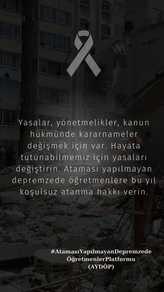 derya6655264057's tweet photo. Okullar yıkıldı bizi de yıktı devlet güvencesi istiyoruz
#AfetzedeÖğretmeniŞartsızAta
#HalukLevent
#atillataş
#AliMahirBaşarır https://t.co/ZES6d0hneH