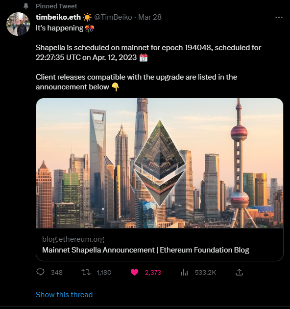 barracuda1709's tweet photo. What is the Ethereum Shanghai Upgrade 
and 
why is it important?

👇🧵 https://t.co/MbDJrzPE6C