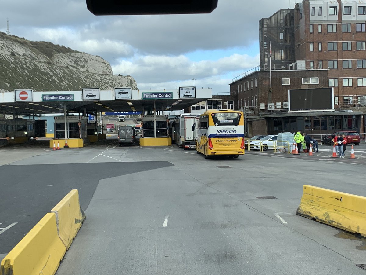 It’s been over 24 hours since we left school and only a two hour drive - but we’re finally at border control at Dover!!