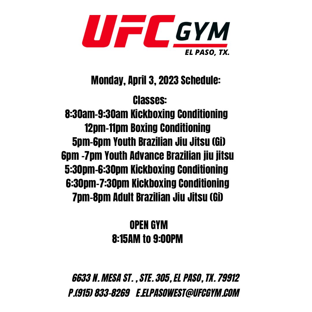 UFCGYMElPaso's tweet photo. Try a free class! Sign Up Here ➡️https://t.co/W4U1awyqUk 

𝔹𝕠𝕩𝕚𝕟𝕘/𝕂𝕚𝕔𝕜𝕓𝕠𝕩𝕚𝕟𝕘/𝕄𝕄𝔸 𝔽𝕚𝕥𝕟𝕖𝕤𝕤 ℂ𝕝𝕒𝕤𝕤
𝔾𝕣𝕠𝕦𝕡, ℂ𝕠-𝔼𝕕, 𝔸𝕝𝕝 𝕊𝕜𝕚𝕝𝕝 https://t.co/AURW84tUFm