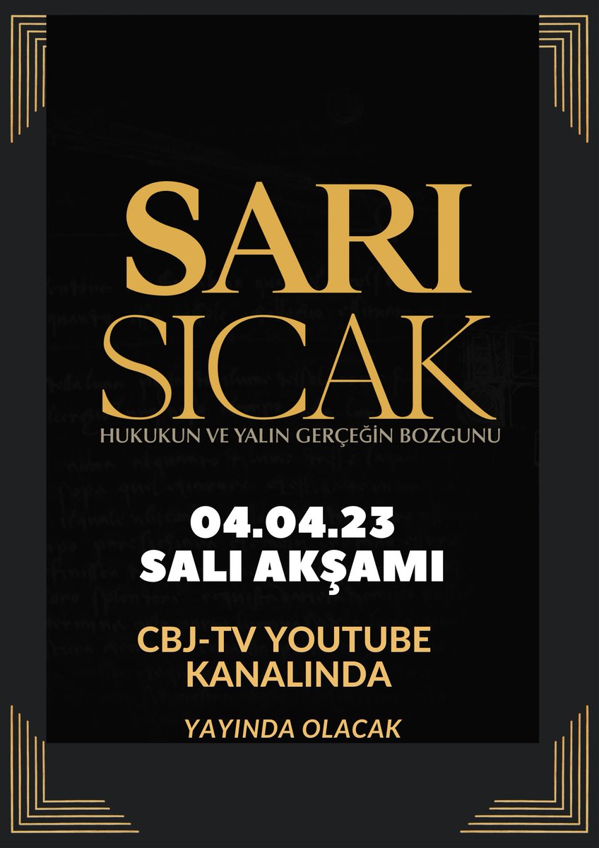 Büyük güne saatler kaldı.
Merakla beklenen #SariSicak Belgeseli geliyor.
Salı akşamınıza başka bir program koymayın. 
Saatlerinizi ayarlayın, 
İzleyin, beğenin, yorum yapın, destekleyin.
#SariSicak 
Sizin Hikayeniz!!!
<a href="/cbjurists/">CrossBorder Jurists</a> 
youtube.com/@cbj-tv/featur…