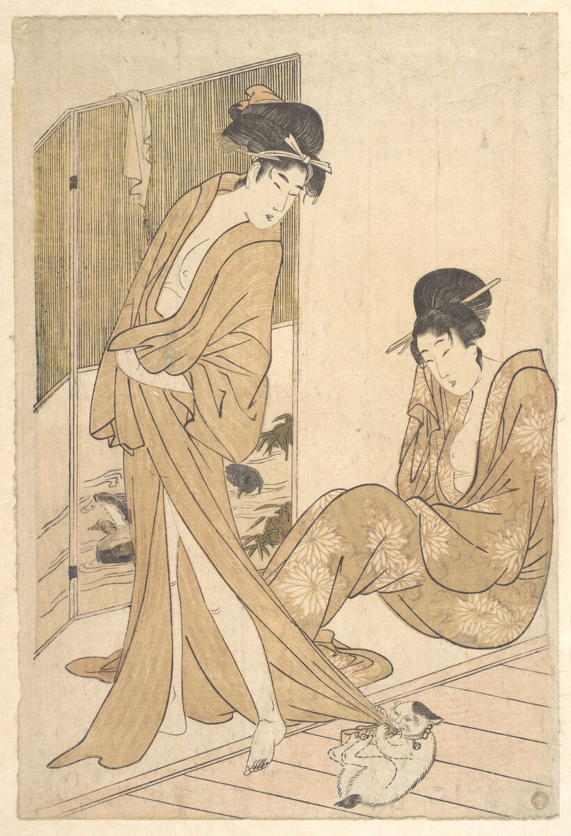 Kitagawa Utamaro, Two Young Women Wrapped in Yukata After a Bath, ca. 1796 #metmuseum #asianart metmuseum.org/art/collection…
