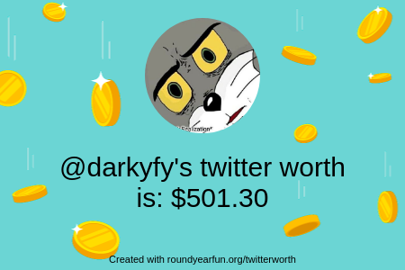 darkyfy's tweet photo. My Twitter worth is: $501.30

Find yours with https://t.co/fy0Aqfo13c

⠀ https://t.co/Hvjwr9EFFe
