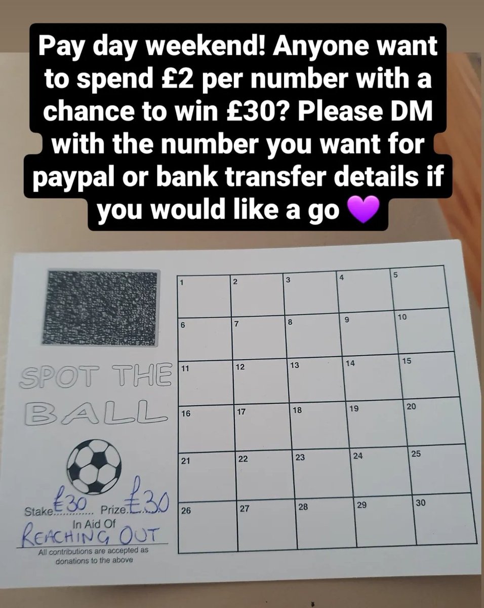 £2 per number, £30 to the winner! Please DM if you would like a go 💜💜