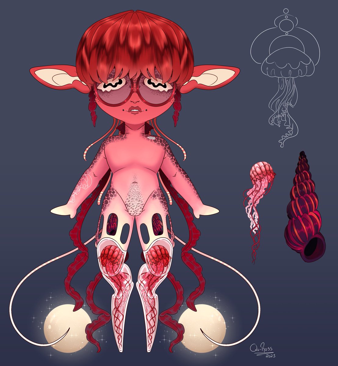 Qu_Ross's tweet photo. New jellyfish noxiie oc!! Ive named them Cherrie #characterdesign #ocart https://t.co/fFXeWaMc5d
