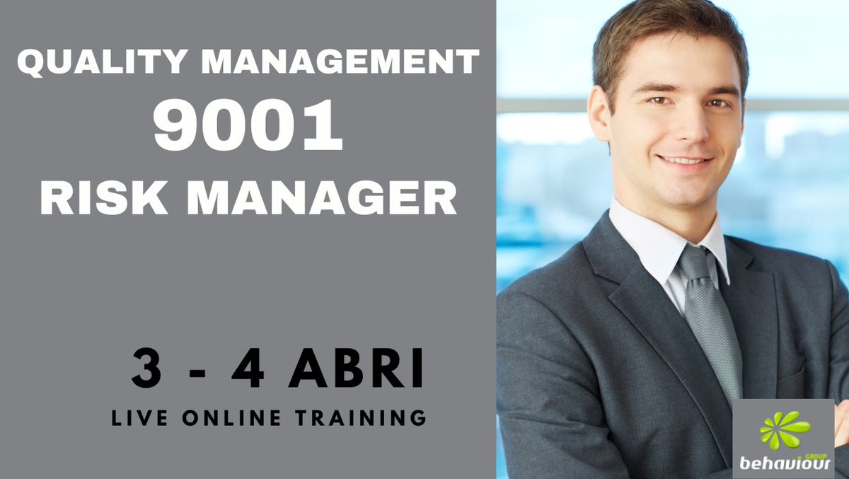 Gestão da Qualidade 9001 Gestor de Risco, curso prático de gestão do risco num SIstema de gestão de Qualidade IS... behaviour-group.com/PT/gestao-da-q…

#iso9001 #qualitymanagement #gestaodaqualidade #gestaodorisco #riskmanagement #formacaoonline #onlinetraining #onlinecourse #behaviourgroup