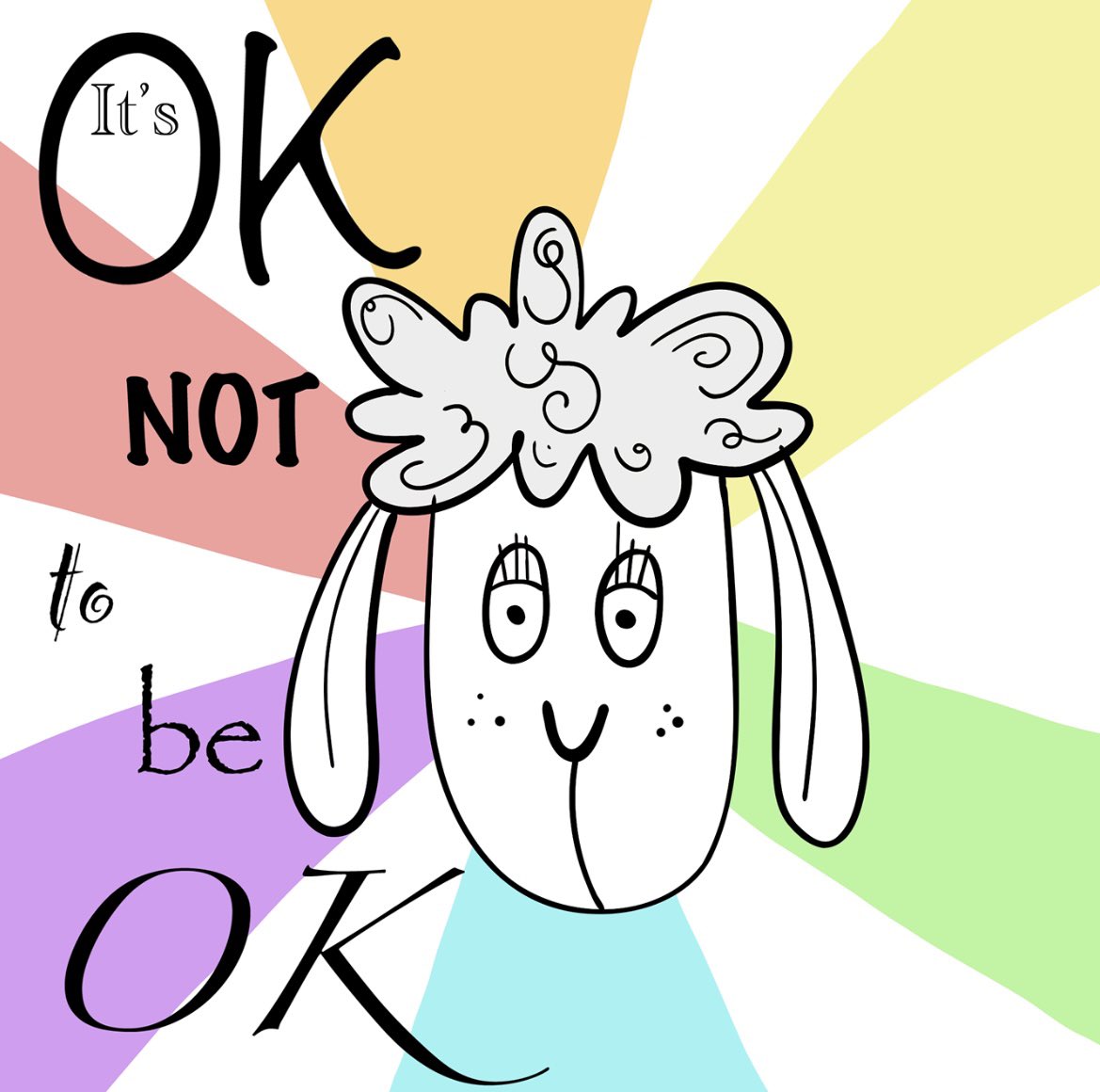 It’s okay, not to be okay. 🌈😅🐑👑🐝 #itsokaynottobeokay #timetotalk #mentalwellness #caringissharing #ewes #eth #QueenBee #nft #nftart #web3 #colour #thenightingbale #digitalart #pastels #quotes