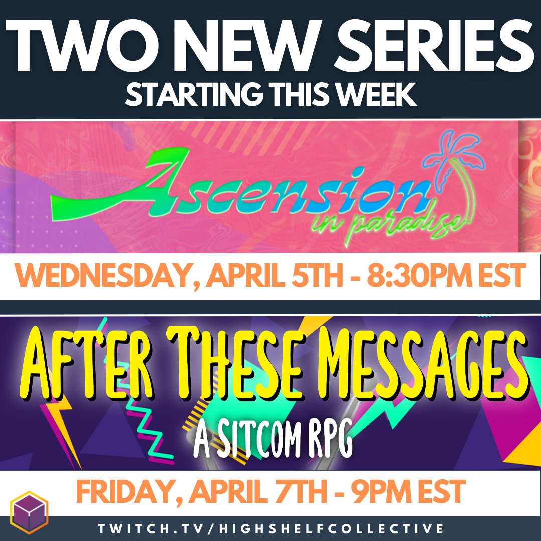 _CanadianMoose's tweet photo. ๐ Hey Twitter friends! Just letting you know - over on @HighShelfCLTV, we've got two new #actualplay series that you don't want to miss - #AscensionInParadise & #AfterTheseMessages! Mark your calendars NOW & follow us on #Twitch to know when we're LIVE: https://t.co/aKQ5Yb2VO6 https://t.co/DfdDYBW4rS