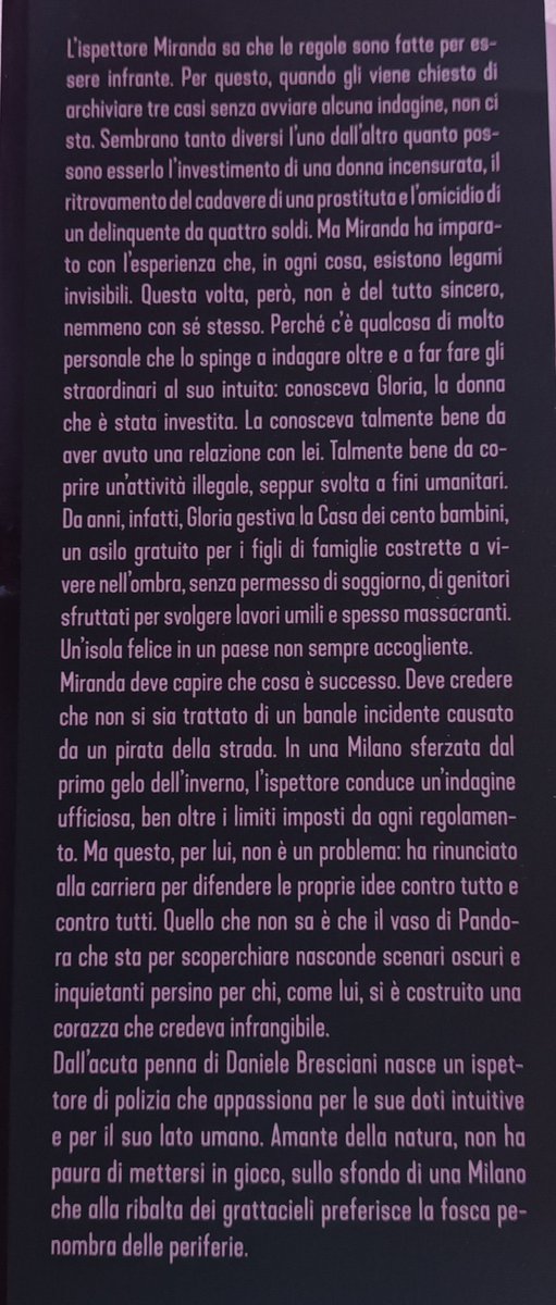 15° #libro di quest'anno: "Anime trasparenti" di Daniele Bresciani <a href="/dbresciani/">Daniele Bresciani</a>.
Non sto nemmeno a chiedermi se mi piacerà ;)
So solo che non vedo l'ora di ritrovare l'ispettore Miranda. Buona lettura a me 😍