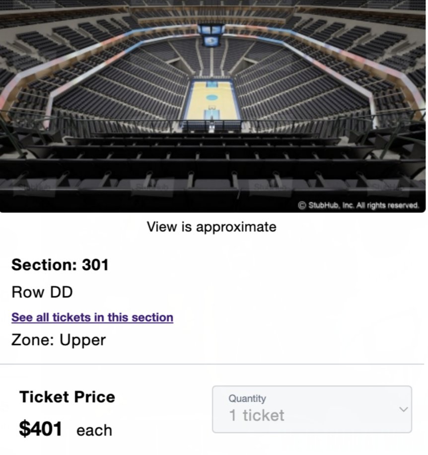 Nicole Auerbach on Twitter "The cheapest single ticket available to