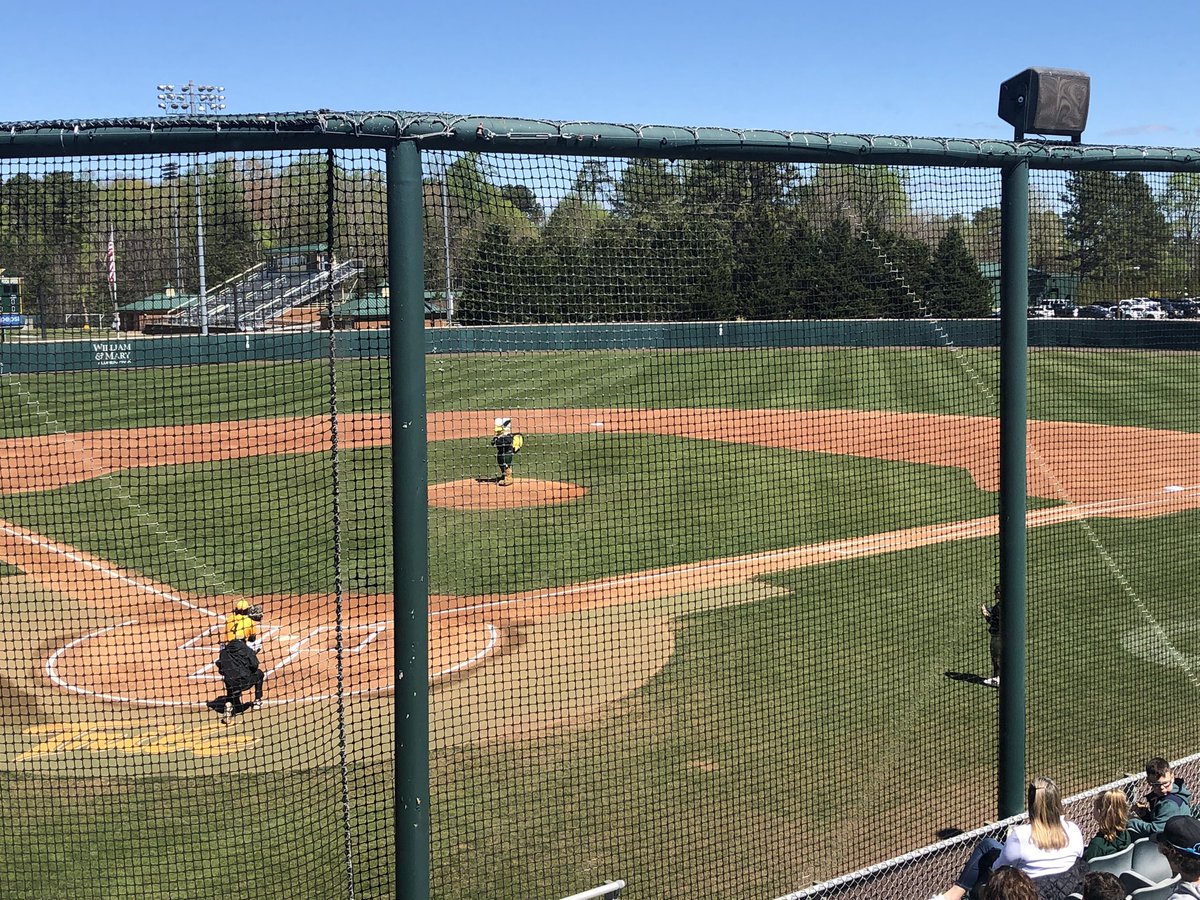 Beautiful day in the office as @WMTribeBaseball closes out the series against St. John’s. Plus it’s Reveley the Griffin’s birthday. @TheWMGriffin @OverTheMic #PAannouncer