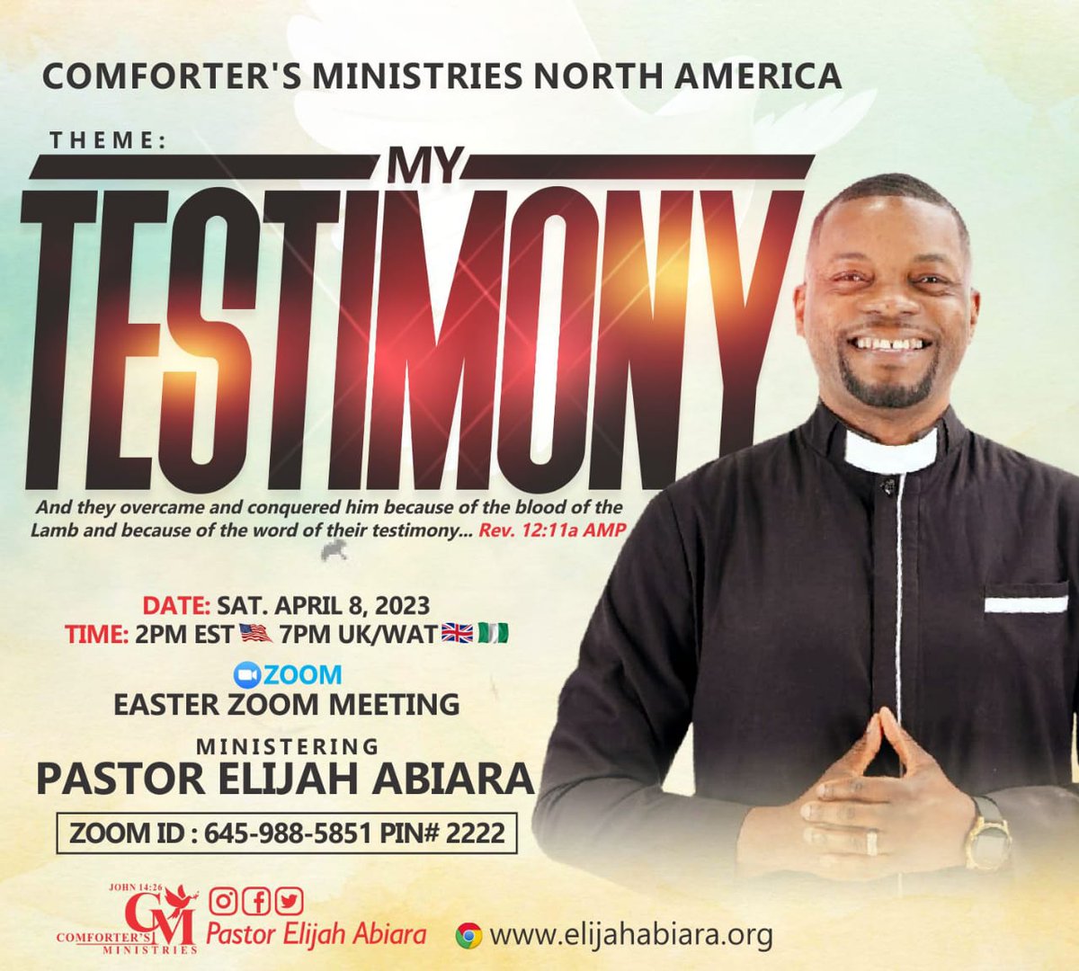 Pastor_Elijah's tweet image. David won his biggest victory by the power of his own testimony. What is your victory's story? Plan to be there on Zoom, April 8th @ 2PM EST/7PM UK/WAT. I'm expecting you. 
#easterservice #apostolicprayers #propheticprayers #prayers