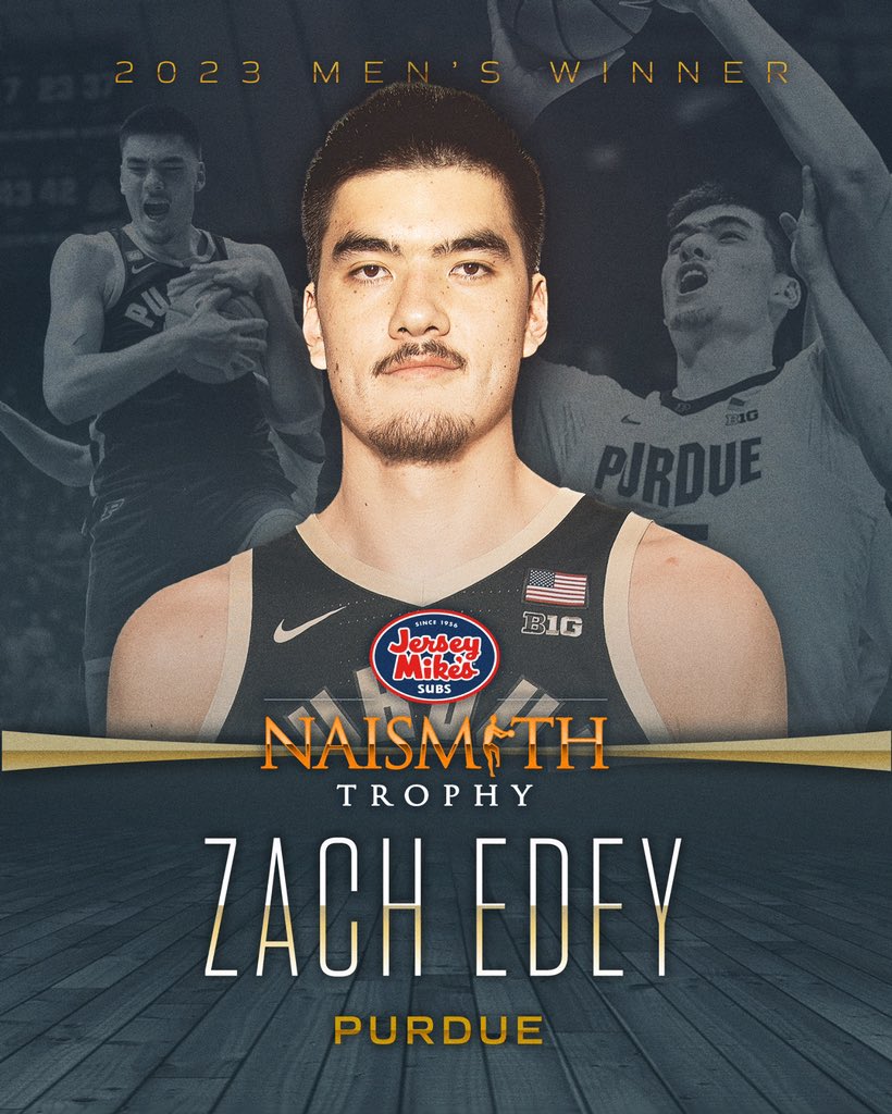𝒯𝐻𝐸 𝐵𝐸𝒮𝒯 𝒫𝐿𝒜𝒴𝐸𝑅 𝐼𝒩 𝒯𝐻𝐸 𝒞𝒪𝒰𝒩𝒯𝑅𝒴 Zach Edey is the 2023 @jerseymikes Naismith Men’s College Player of the Year 🏆