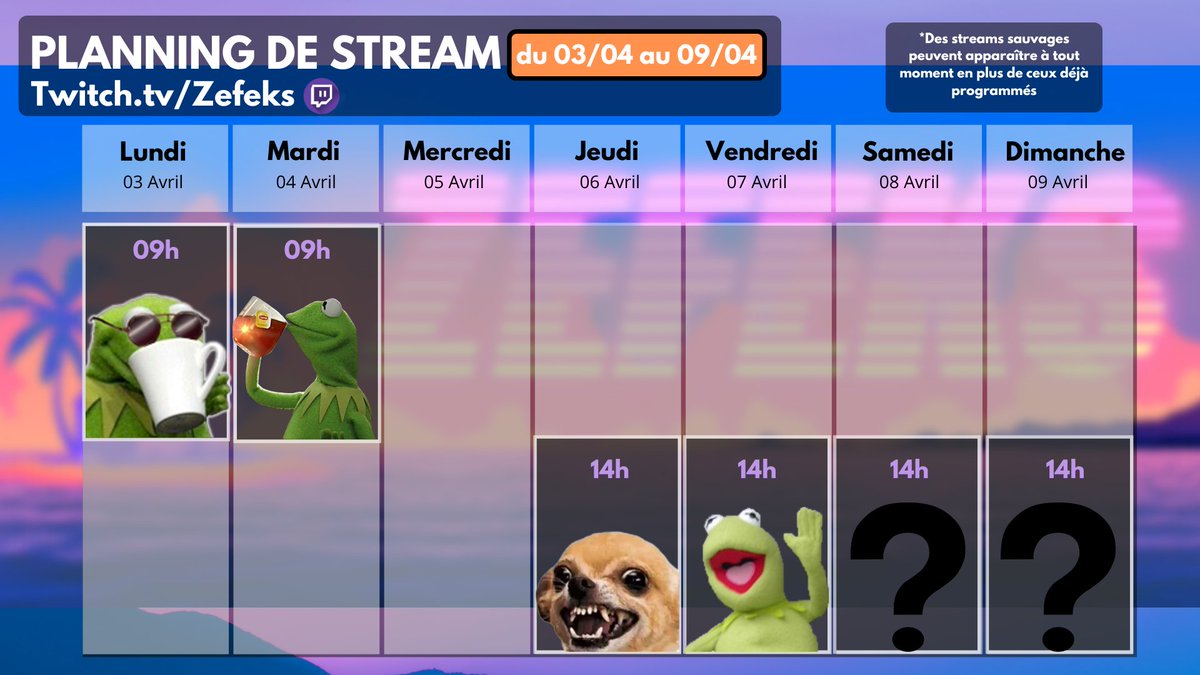 Planning de la semaine en full Resident Evil 4, on termine le jeu en no hit no panpan et mystère de l'ouest pour ce week! 

Twitch.tv/Zefeks 
Twitch.tv/Zefeks 
Twitch.tv/Zefeks