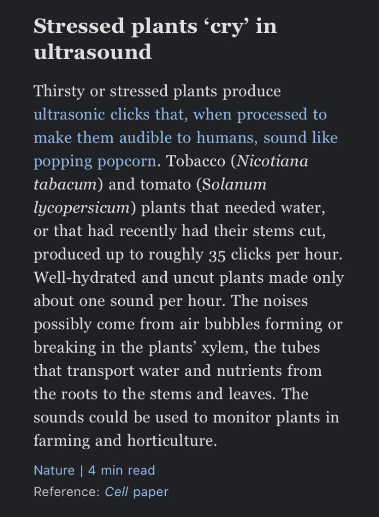 HassaneSlaibi's tweet photo. Thirsty or stressed #plants cry in ultrasound. They sound like popping popcorn and can be used in #farming and #horticulture. #nature #naturemag https://t.co/JuZMqwY8hg