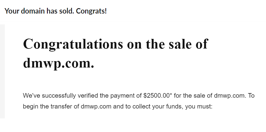 DMWP (.)com  SOLD for $2500 (NET) via
@Godaddy Broker

#domains #domainnames #domain #domainname #domainsale #branding #startup #business