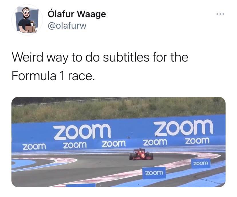 ElementGlobal1's tweet photo. Very clever ad placement! @Zoom @F1 https://t.co/rSynin5UdY