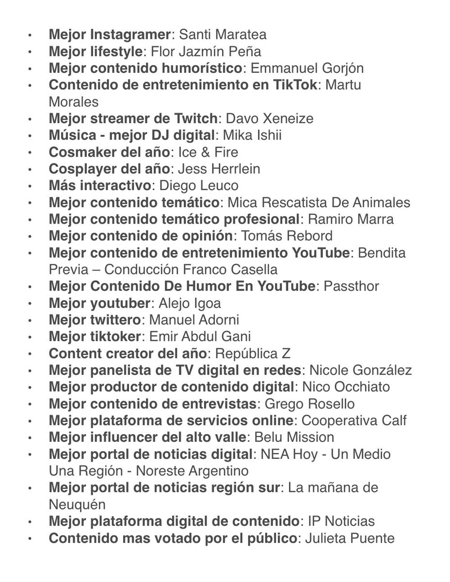 fedeebongiorno's tweet photo. 👉 los ganadores al martín fierro digital 2023 https://t.co/DqhV3um4bg