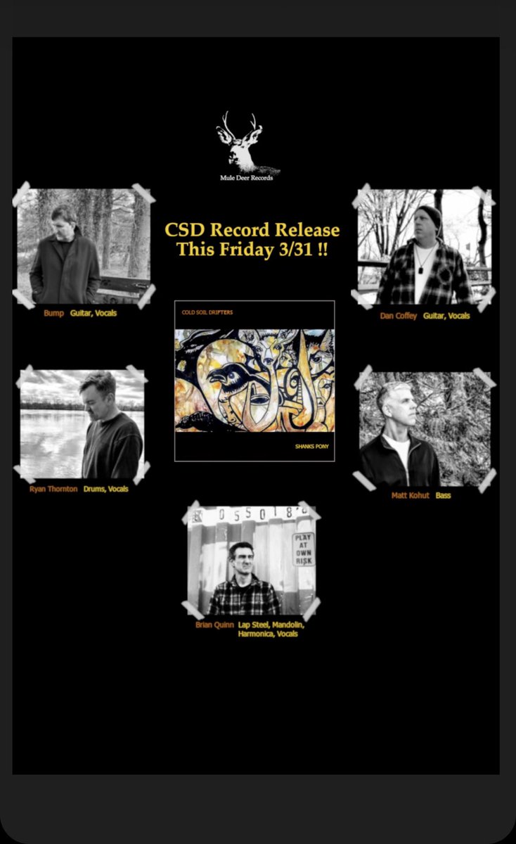 Priory_of_Brian's tweet photo. New music alert!  Not late April fools!  Cold Soil Drifters released their 1st record &amp; I’m on it. 8 original songs (1  cover) of pure Americana.  No gtr  from me, but I handle mandolin, lap steel, harmonica and vocal (track 9).  Check https://t.co/3oP3HyD8Bv / cold soil drifters https://t.co/YPCYZGdG7w