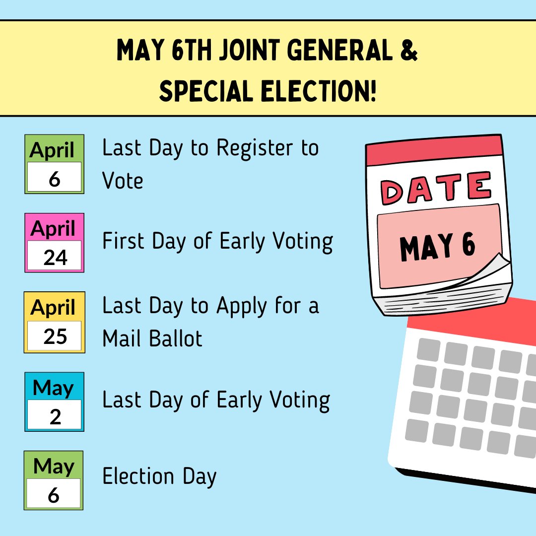 Be sure you’re registered to vote for the Travis County Joint General & Special Election before the deadline this Thursday, April 6th! Visit votetexas.gov to check your registration status, what’s on your ballot, the forms of ID you can bring to the polls, and more.