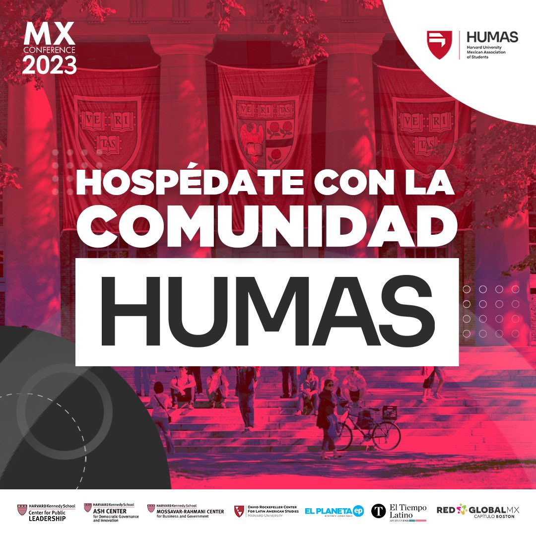 HarvardHUMAS's tweet photo. 👀 ¿Buscas hospedaje para venir a la #MXConference? 
Algunos alumnos mexicanos en Harvard ofrecen recibirte en sus hogares.🏠

Solicita hospedaje con HUMAS en:
https://t.co/dHTQ28od50

 Detalles del evento: https://t.co/HK8wOEtBcW https://t.co/6Ui8GrjMHf