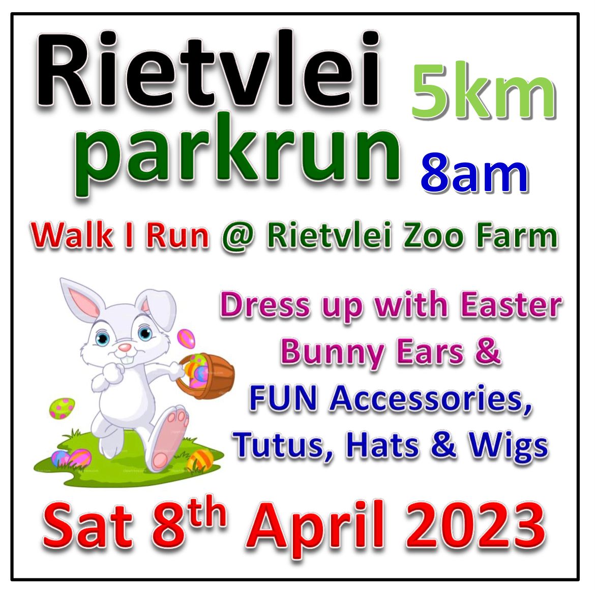 Join us for our Easter parkrun event # 402 at 07h30 for 08h00 on 8 April 2023