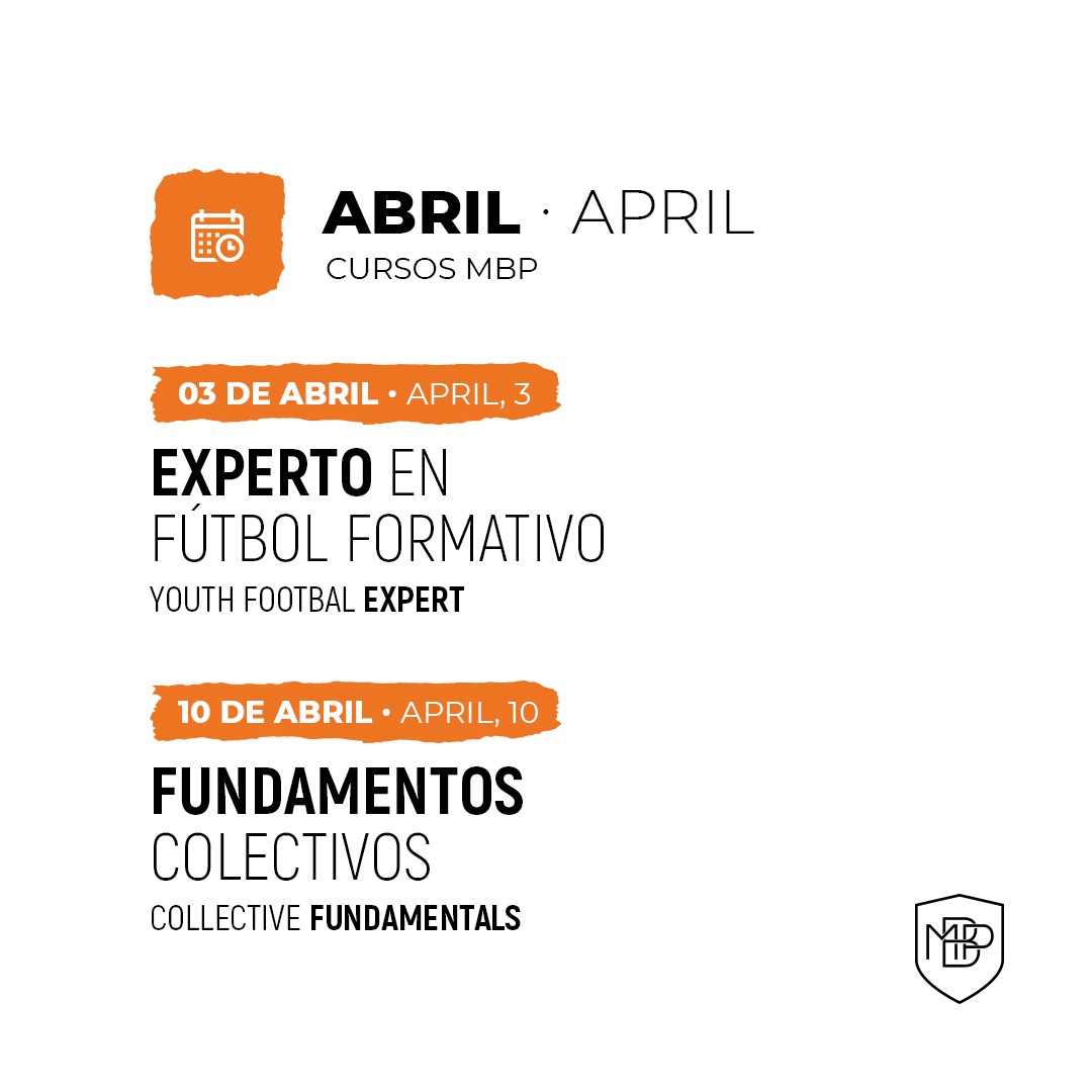 MBPSchool's tweet photo. ❗️CURSOS MBP ABRIL ❗️Matricúlate ya desde nuestra web 📲 https://t.co/Q4ohxmqcze
⚽️⚽️⚽️
APRIL MBP COURSES ❗️Register Now 📲 https://t.co/ytP4NSrnAX
#MBP #IAmMBP #Futbol #futbolformativo #HighPerformance #YouthFootball #football #soccer https://t.co/Zf5h8iSVtv