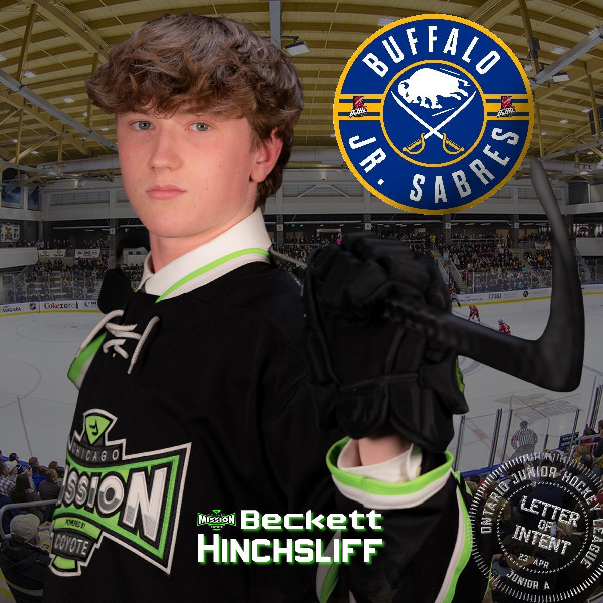 ChicagoMission's tweet photo. BECKETT HINCHSLIFF SIGNS WITH THE OJHL'S BUFFALO JR SABRES.
https://t.co/sAnN1QwWoL
Congrats to Beckett and the Hinchsliff family!
@AHAI_1 https://t.co/9lisRnwraW