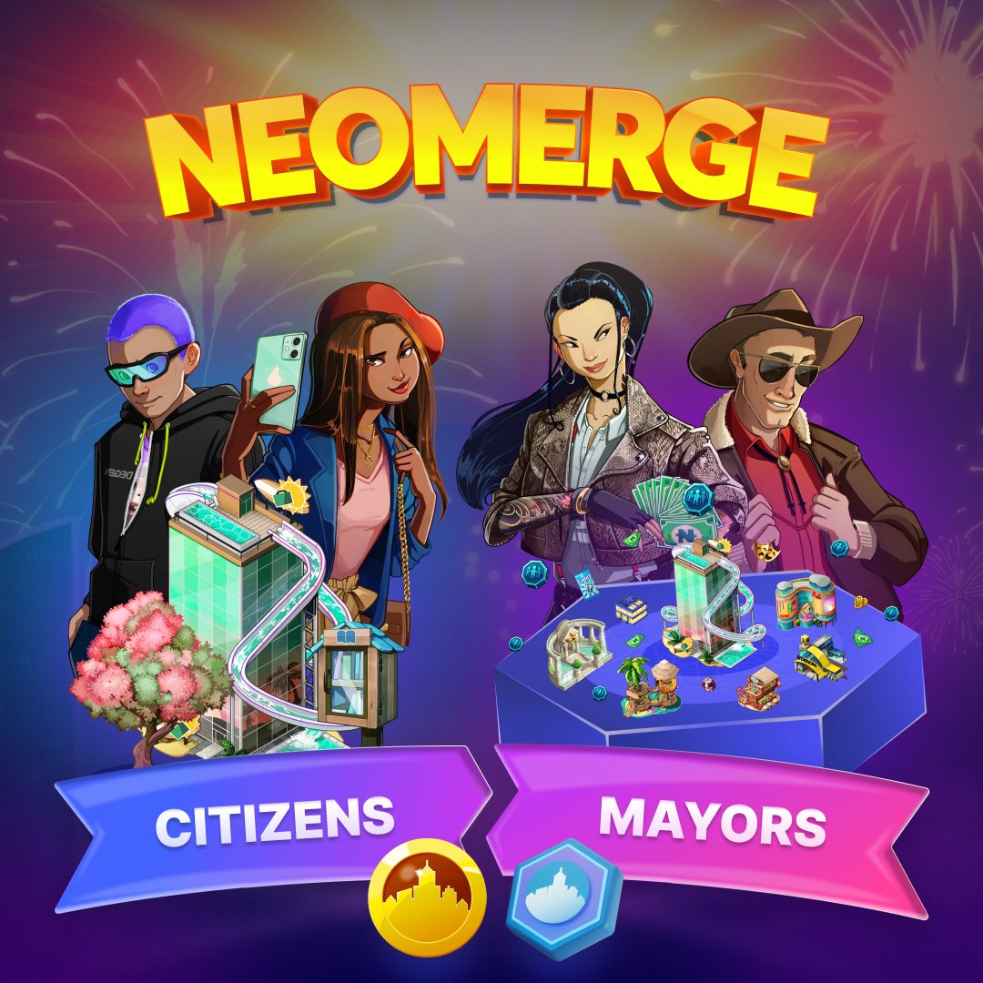 📢 The Neomerge is finally here! 
⏰ It's time to bring together the communities of Neopolis and Neoland.  

🚀 This is the beginning of a new chapter. 
🥳 Happy Neomerge to all Citizens and Mayors.
