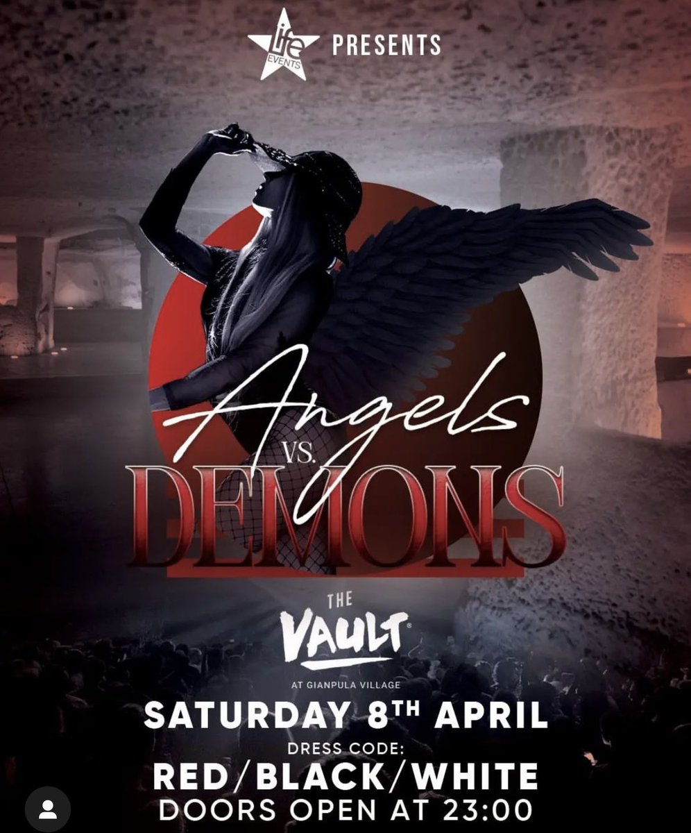 HeresonO's tweet photo. ✨Angels vs Demons🔥
 event is coming to the prestigious club, The Vault, located in the heart of Gianpula, Malta. This event is not just any party - it will take place in a real natural cave!

https://t.co/Adae4i2RFG

#malte #malta #soireemalte #malteparty #maltaparty https://t.co/r3ereUeioL