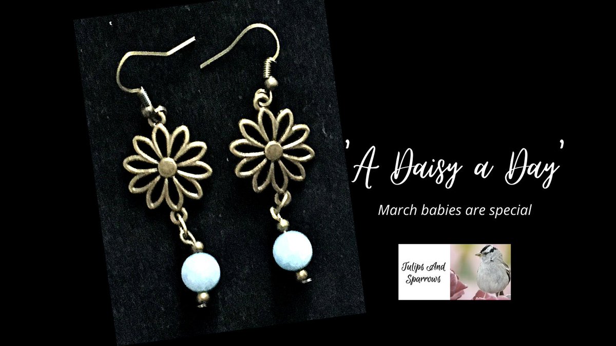 #marchbirthstone #daisyearrings #flowerjewelry #aquamarine #aquamarinejewelry #flowerearrings #bohojewelry #bohoearrings