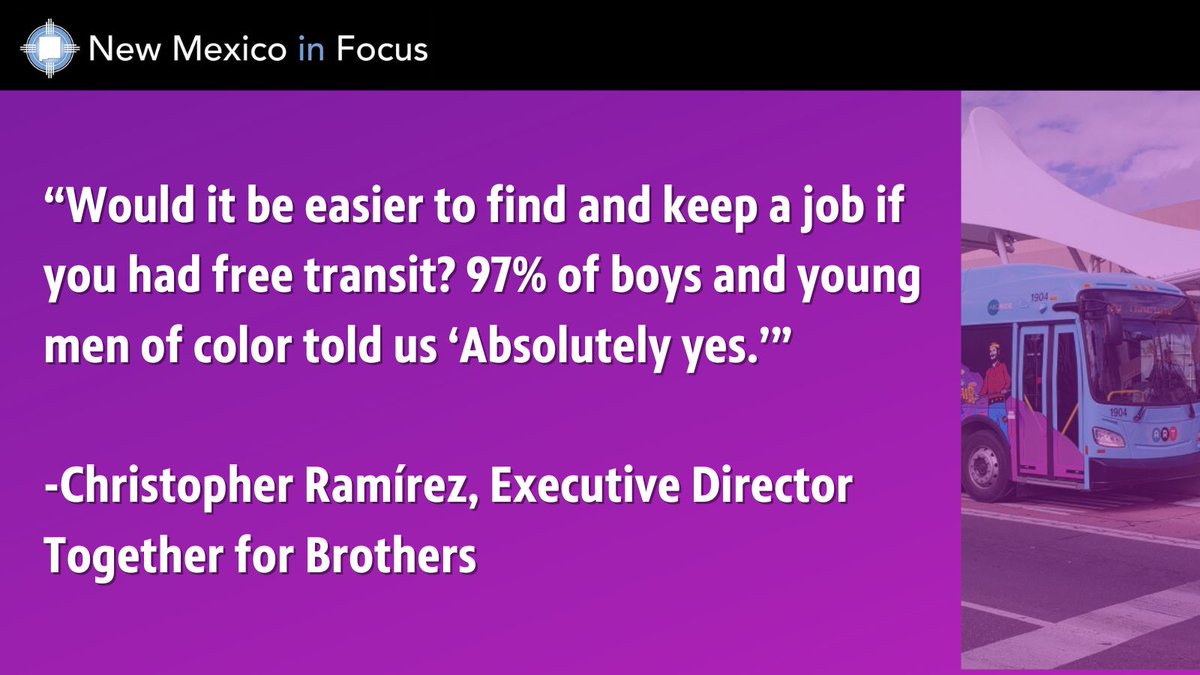 NMinFocus's tweet photo. “Would it be easier to find and keep a job if you had free transit? 97% of boys and young men of color told us ‘Absolutely yes.’” 

- Christopher Ramírez, Executive Director, #TogetherforBrothers  

Watch on the PBS App: https://t.co/OFKRx7jKwf
#transit #PublicTransportation https://t.co/qLUNMJ1gAG