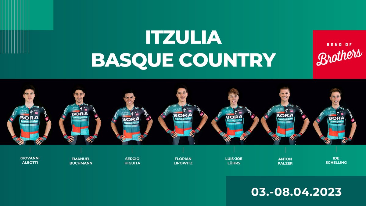 Introducing our squad for <a href="/ehitzulia/">Itzulia Basque Country</a>: 

👉 <a href="/AleottiGiovanni/">Giovanni Aleotti</a> 
👉 <a href="/EmuBuchmann/">Emanuel Buchmann</a> 
👉 <a href="/HiguitSergio/">Sergio Higuita García ©</a> 
👉 Florian Lipowitz
👉 <a href="/luehrsluis/">Luis-Joe Lührs</a> 
👉 <a href="/AntonPalzer/">Anton Palzer</a> 
👉 @ideschelling

Let's roll at #itzulia2023 👊