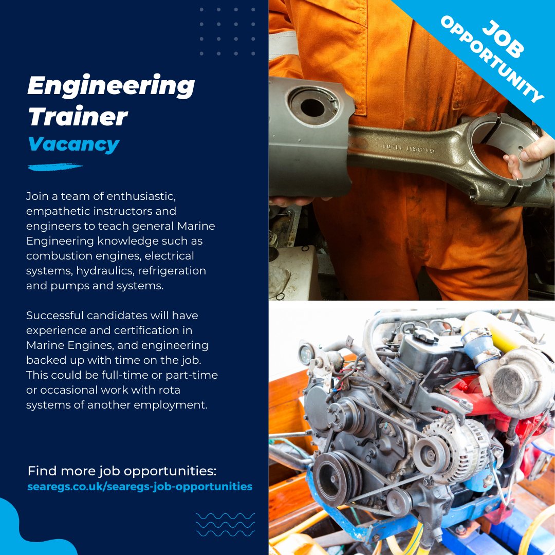 Find out about more job opportunities:
searegs.co.uk/searegs-job-op…

#boat #boating #maritime #hire #workboat #sea #jobopportunities #recruitment #onthewater