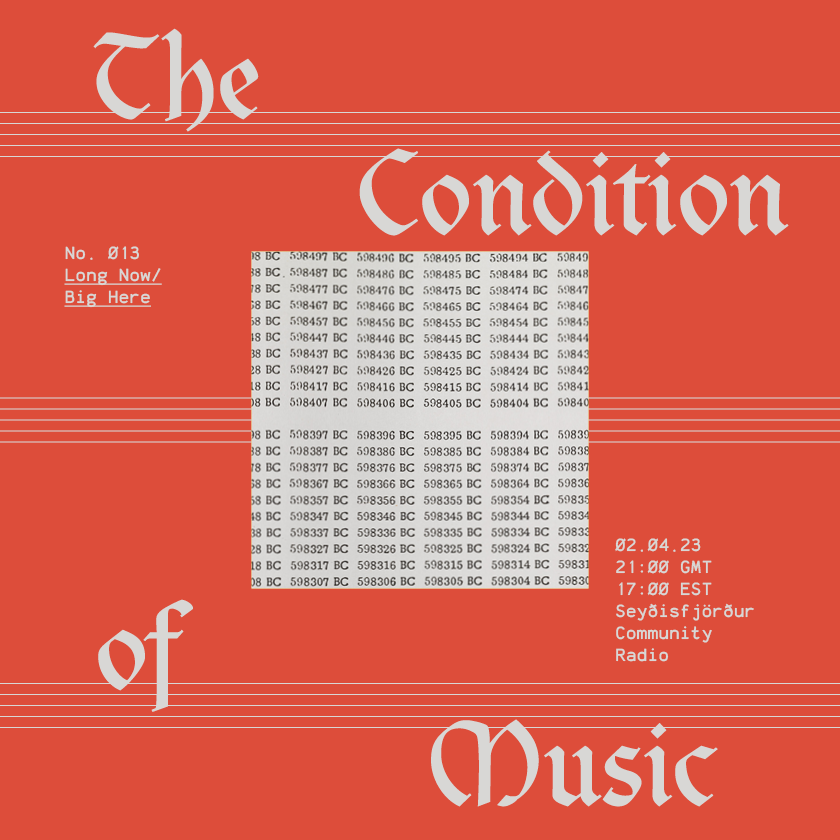 benjamin_duvall's tweet photo. 2day, back to 5pm est/9pm iceland time on seyðisfjörður community radio—the condition of music no. 013: long now/big here.
https://t.co/XQBt8BbkPI https://t.co/DySGT1D4Xc